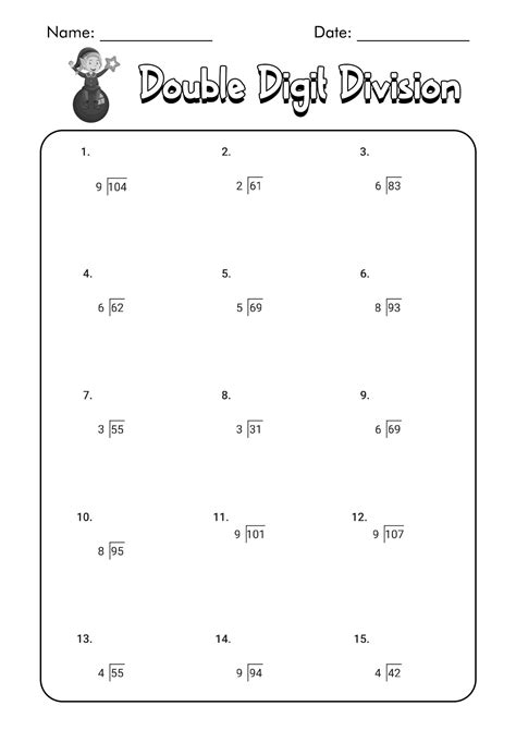 Division Double Digit Worksheets